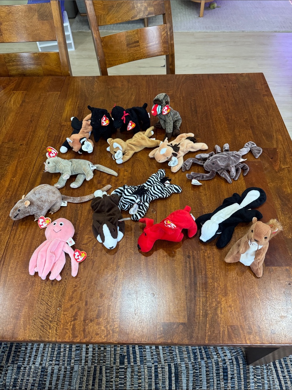 Lot of 15 Beanie Babies. All but 2 have the original Ty red heart tag attached